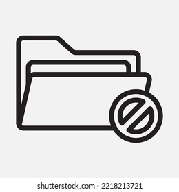 Forbidden icon in line style about folders, use for website mobile app presentation