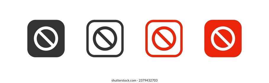 Icono prohibido, tráfico, advertencia prohibida, simple contorno de ilustración de estilo plano.