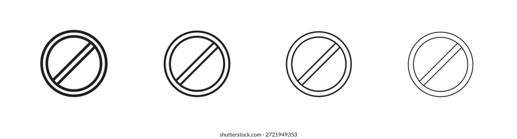 Iconos prohibidos delinean el diseño de Vector negro. Línea con trazo editable.