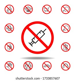 Forbidden injection icon. set can be used for web, logo, mobile app, UI, UX