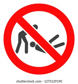 Forbidden judo struggle vector icon symbol. Flat pictogram is isolated on a white background. Forbidden judo struggle pictogram designed with simple style.