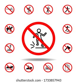 Forbidden jumping icon. set can be used for web, logo, mobile app, UI, UX