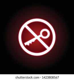 Forbidden key, open icon in red neon style. can be used for web, logo, mobile app, UI, UX 