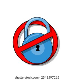 Ícone vetorial de chave proibida. ilustração de notificação de navegação perigosa. vetor plano.