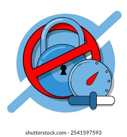 Forbidden key vector icon. dangerous browsing notification illustration. flat vector. eps2