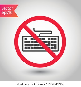 Verbotenes Tastatursymbol Kein Tastatur-Vektor-Zeichen. Das Tastatur-Symbol wurde verboten. Warnung, Vorsicht, Aufmerksamkeit, Einschränkung. Kein Bildsymbol EPS 10 Piktogramm mit flachen Symbolen