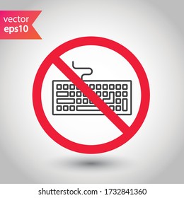Verbotenes Tastatursymbol Kein Tastatur-Vektor-Zeichen. Das Tastatur-Symbol wurde verboten. Warnung, Vorsicht, Aufmerksamkeit, Einschränkung. Kein Bildsymbol EPS 10 Piktogramm mit flachen Symbolen