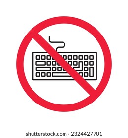 Verbotenes Tastatursymbol Kein Tastatur-Vektorzeichen. Das Symbol der Tastatur ist verboten. Warnung, Vorsicht, Aufmerksamkeit, Einschränkung. Kein Klarsichtsymbol. EPS10-Piktogramm mit flachen Symbolen