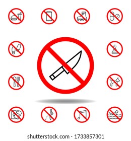 Forbidden knife icon. set can be used for web, logo, mobile app, UI, UX