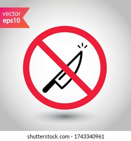Verbotenes Messer Warnung, Vorsicht, Aufmerksamkeit, Restriktionskennzeichnung Gefahr verboten. Verwenden Sie kein Symbol für Messer-Vektor. Messer flach Schild Design. kein Symbol für Messer-Piktogramm