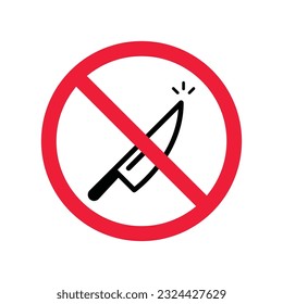 Forbidden knife Prohibited Warning, caution, attention, restriction label danger. DO not use Knife vector icon. Knife flat sign design. No Knife symbol pictogram