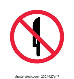 Forbidden knife Prohibited Warning, caution, attention, restriction label danger. DO not use Knife vector icon. Knife flat sign design. No Knife symbol pictogram