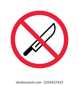 Forbidden knife Prohibited Warning, caution, attention, restriction label danger. DO not use Knife vector icon. Knife flat sign design. No Knife symbol pictogram
