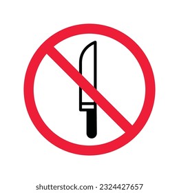 Forbidden knife Prohibited Warning, caution, attention, restriction label danger. DO not use Knife vector icon. Knife flat sign design. No Knife symbol pictogram