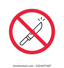 Forbidden knife Prohibited Warning, caution, attention, restriction label danger. DO not use Knife vector icon. Knife flat sign design. No Knife symbol pictogram