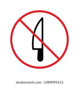 Forbidden knife Prohibited Warning, caution, attention, restriction label danger. DO not use Knife vector icon. Knife flat sign design. No Knife symbol pictogram UX UI