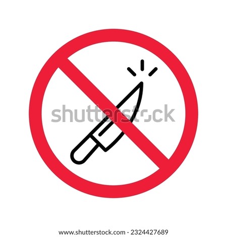Forbidden knife Prohibited Warning, caution, attention, restriction label danger. DO not use Knife vector icon. Knife flat sign design. No Knife symbol pictogram