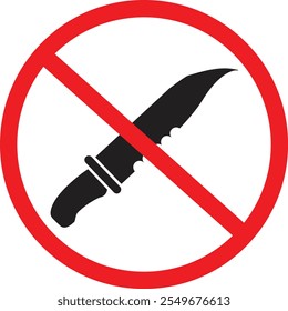 Forbidden knife Prohibited Warning. Knife prohibited icon. Knives not allowed sign. no knife no weapon symbol. flat style.