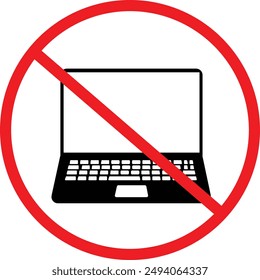 Forbidden laptop icon. Prohibited computer symbol. No notebook sign. flat style.