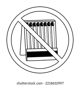 Forbidden to light a match sign design flat vector illustration.
