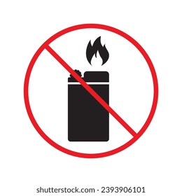 Forbidden lighter vector icon. Warning, caution, attention, restriction, label, ban, danger. No flame flat sign design pictogram symbol. No fire icon UX UI icon