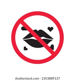 Forbidden lips vector icon. Warning, caution, attention, restriction, label, ban, danger. No kiss lip flat sign design pictogram symbol. No sexy kiss icon