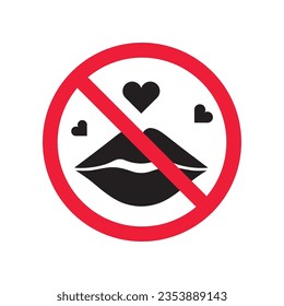 Forbidden lips vector icon. Warning, caution, attention, restriction, label, ban, danger. No kiss lip flat sign design pictogram symbol. No sexy kiss icon
