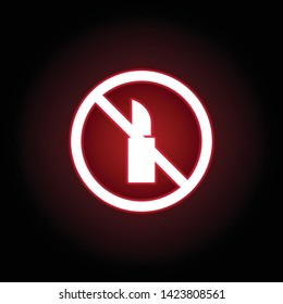 Forbidden lipstick icon in red neon style. can be used for web, logo, mobile app, UI, UX 