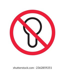 Forbidden lock icon. Do not lock vector sign. Prohibited lock vector icon. Warning, caution, attention, restriction. No lock icon. Keyhole sign symbol pictogram