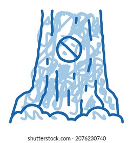 forbidden logging tree sketch icon vector. Hand drawn blue doodle line art forbidden logging tree sign. isolated symbol illustration