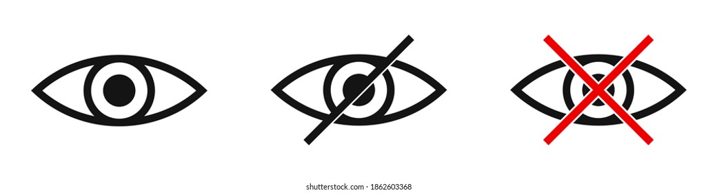 Forbidden look sign on white background. No vision sign. Prohibited look icon. Dont look. Vector stock illustration.