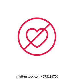 forbidden love thin line red icon on white background, happy valentine day