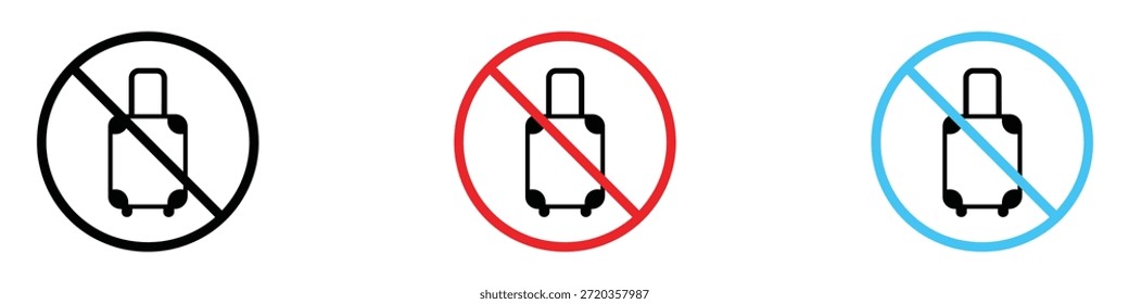 Icono de signo de equipaje prohibido Vector. No hay equipaje, se permite el símbolo de equipaje. Ilustración vectorial.