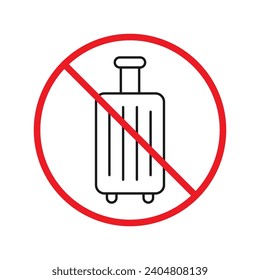Forbidden luggage vector icon. Warning, caution, attention, restriction, label, ban, danger. No luggage flat sign design pictogram symbol. No luggageicon