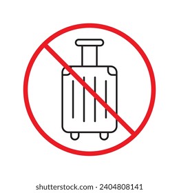 Forbidden luggage vector icon. Warning, caution, attention, restriction, label, ban, danger. No luggage flat sign design pictogram symbol. No luggageicon