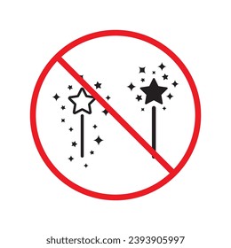Forbidden magic wand vector icon. Warning, caution, attention, restriction, label, ban, danger. No magic stick flat sign design pictogram symbol. No miracle star icon UX UI