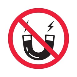 Forbidden Magnet Vector Icon. Warning, Caution, Attention, Restriction, Label, Ban, Danger. No Magnet Attraction Flat Sign Design Pictogram Symbol. No Magnet Icon