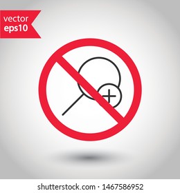 Forbidden magnifier icon. No magnifier icon. Prohibited loupe vector icon. No search vector sign. Warning, caution, attention, restriction, danger flat sign design. No zoom icon. EPS 10 symbol