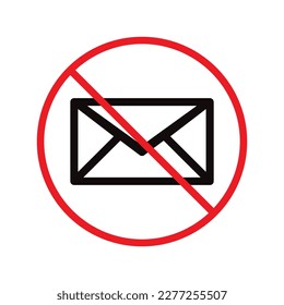 Forbidden mailing vector icon. Do not send message flat sign design. Prohibited envelope vector icon. Warning, caution, attention, restriction label ban danger. No spam symbol pictogram