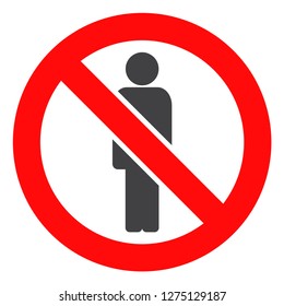 Forbidden man vector icon symbol. Flat pictogram is isolated on a white background. Forbidden man pictogram designed with simple style.