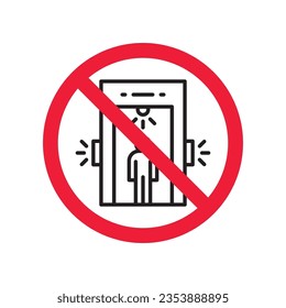 Forbidden metal detector vector icon. Warning, caution, attention, restriction, label, ban, danger. No metal detector flat sign design pictogram symbol. No check control icon