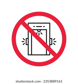 Icono vectorial del detector de metal prohibido. Advertencia, precaución, atención, restricción, etiqueta, prohibición, peligro. No hay símbolo de pictograma de diseño de señal plana de detector de metales. Icono de control de verificación