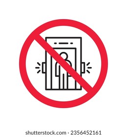 Verbotenes Metalldetektor-Vektorsymbol. Warnung, Vorsicht, Aufmerksamkeit, Einschränkung, Kennzeichnung, Verbot, Gefahr. Kein Piktogramm-Symbol für den Metalldetektor mit flachen Zeichen. Kein Kontrollsymbol