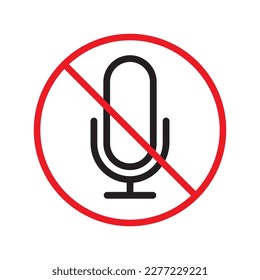 Forbidden microphone vector icon. Mic flat sign design. No mic prohibited vector icon. Warning, caution, attention, restriction, label micro flat sign. 