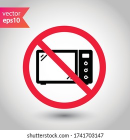 Forbidden Microwave vector icon. Prohibited Warning, caution, attention, restriction label danger.  Do not use Microwave flat sign design. Microwave symbol pictogram 