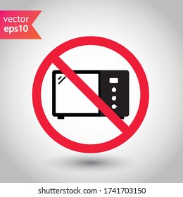 Forbidden Microwave vector icon. Prohibited Warning, caution, attention, restriction label danger.  Do not use Microwave flat sign design. Microwave symbol pictogram 