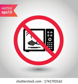 Forbidden Microwave vector icon. Prohibited Warning, caution, attention, restriction label danger.  Do not use Microwave flat sign design. Microwave symbol pictogram 