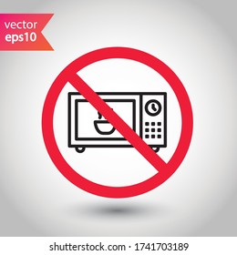 Forbidden Microwave vector icon. Prohibited Warning, caution, attention, restriction label danger.  Do not use Microwave flat sign design. Microwave symbol pictogram 