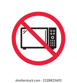 Forbidden Microwave vector icon. Prohibited Warning, caution, attention, restriction label danger.  Do not use Microwave flat sign design. Microwave symbol pictogram 