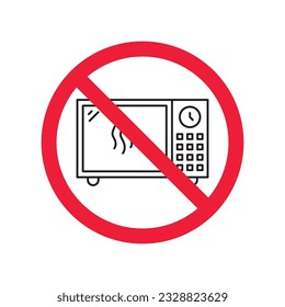 Forbidden Microwave vector icon. Prohibited Warning, caution, attention, restriction label danger.  Do not use Microwave flat sign design. Microwave symbol pictogram 